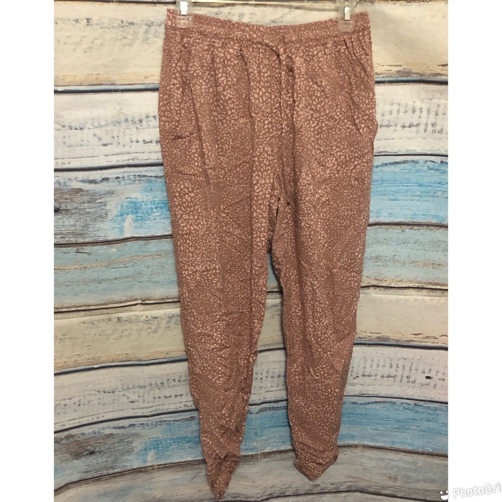 ❌Thread & Supply Womens Pants Joggers Drawstring Waistband Mauve Leopard Smll